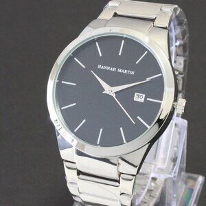 Men's Minimalist Quartz Watch Integrated Bracelet Silver-tone 40mm
